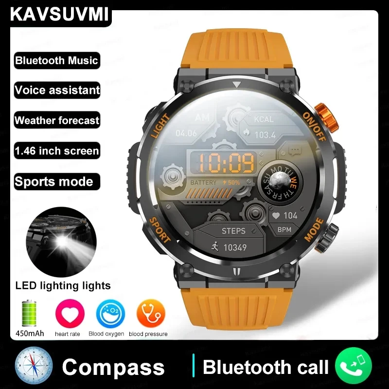 

Rugged Military Smart Watch Men For Android Xiaomi Ftiness Watches IP67 Waterproof 1.46'' Compass Bluetooth Call Smartwatch 2023