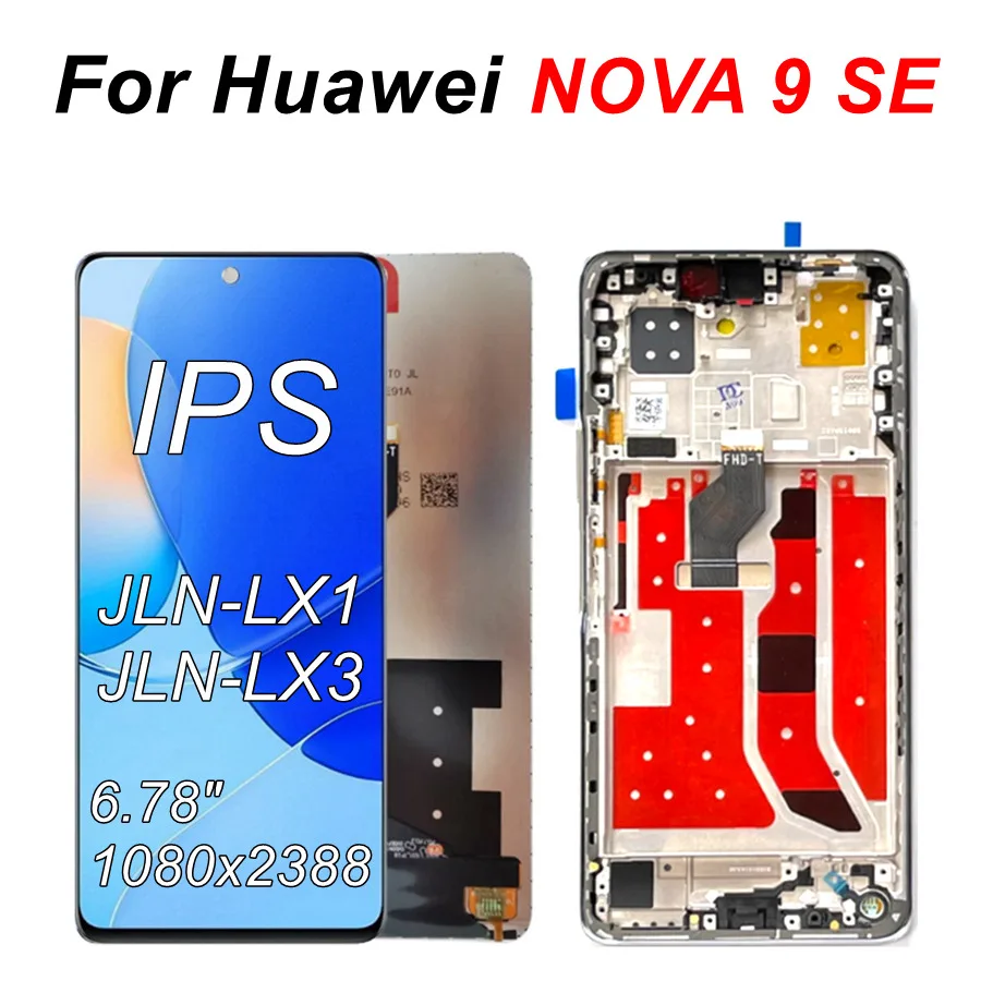 

For Huawei Nova 9 SE LCD Display Touch Screen Panel Assembly With Frame Replacement For Nova 9SE JLN-LX1 JLN-LX3