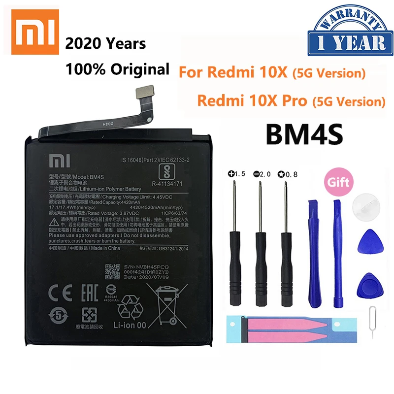 100% оригинальный сменный аккумулятор BN54 BM4S для Xiaomi Redmi 10X Pro 5G Note 9 Note9 N9 4G версии