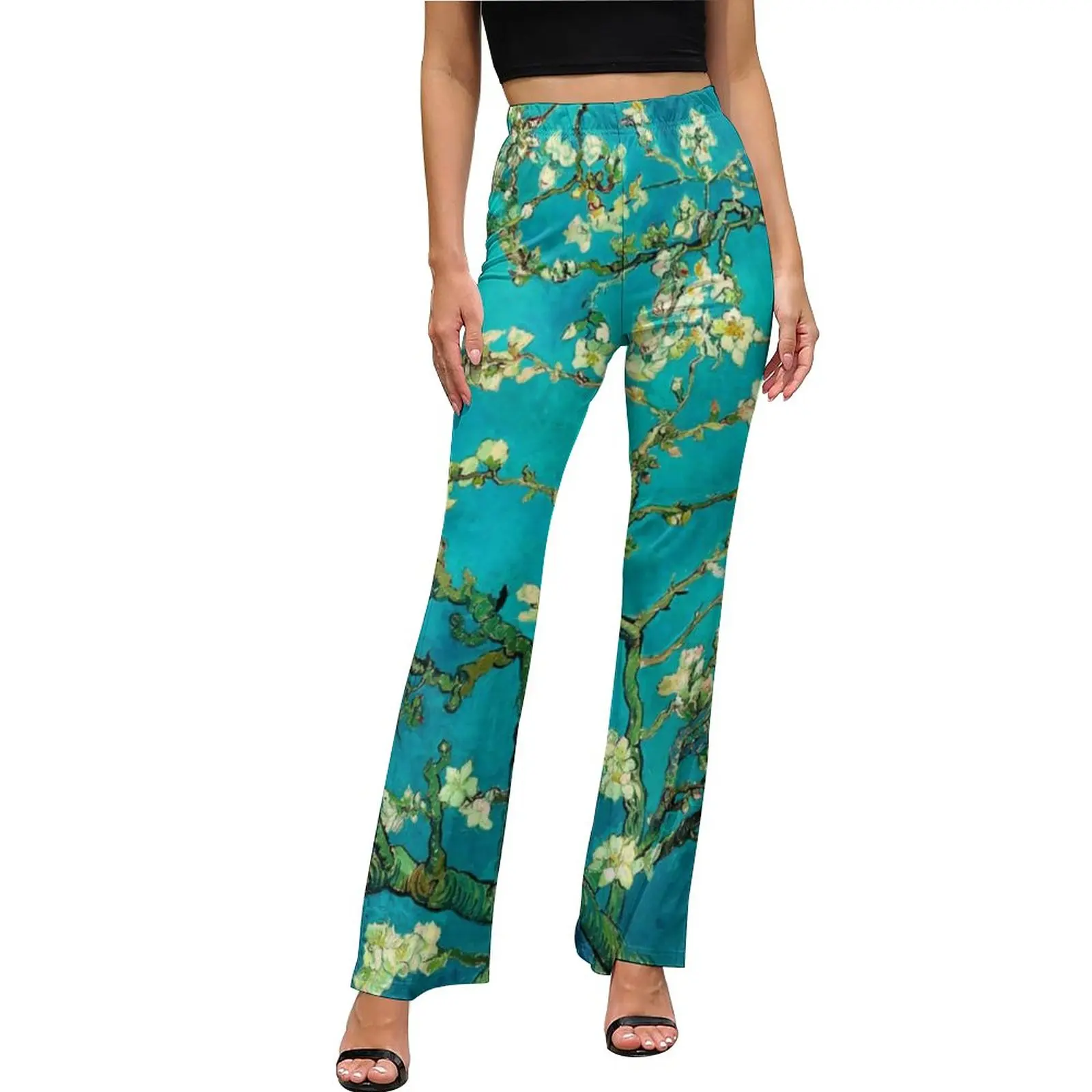 

Van Gogh Pants High Waist Almond Tree Floral Art Harajuku Flare Pants Summer Modern Pattern Oversized Trousers