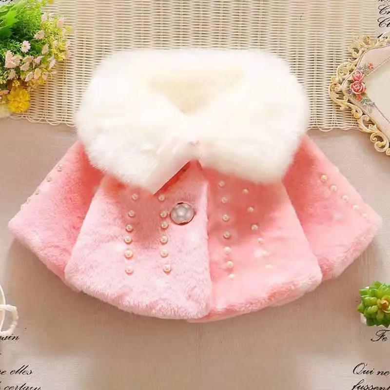 Girls Coat Winter Kids Faux Fur Jacket Fashion Thick Velvet Cloak Baby Toddler Girl Cotton Warm Cute Outerwear For Children | Детская
