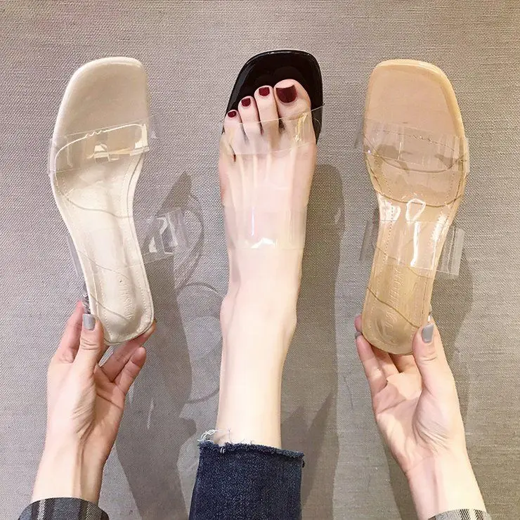 2022 New Sandals Open Toe High Heels Women Transparent Plexiglass Slippers Heel Transparent Sandals High Heel Sandals slippers