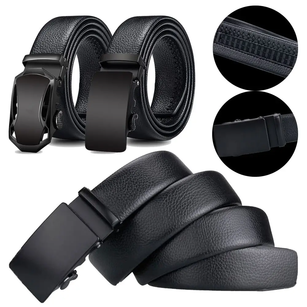 

Fashion Casual Luxury Famous Designer Adjustable Pants Bands Ratchet Belts Automatic Buckle Waistband Leather Belt