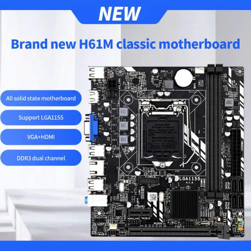 

Материнская плата LGA 1155 для Intel Core I7 / I5 / I3 / Pentium / Celeron LGA1155 DDR3 M-ATX Материнские платы Intel H61M, полностью протестирована 100%