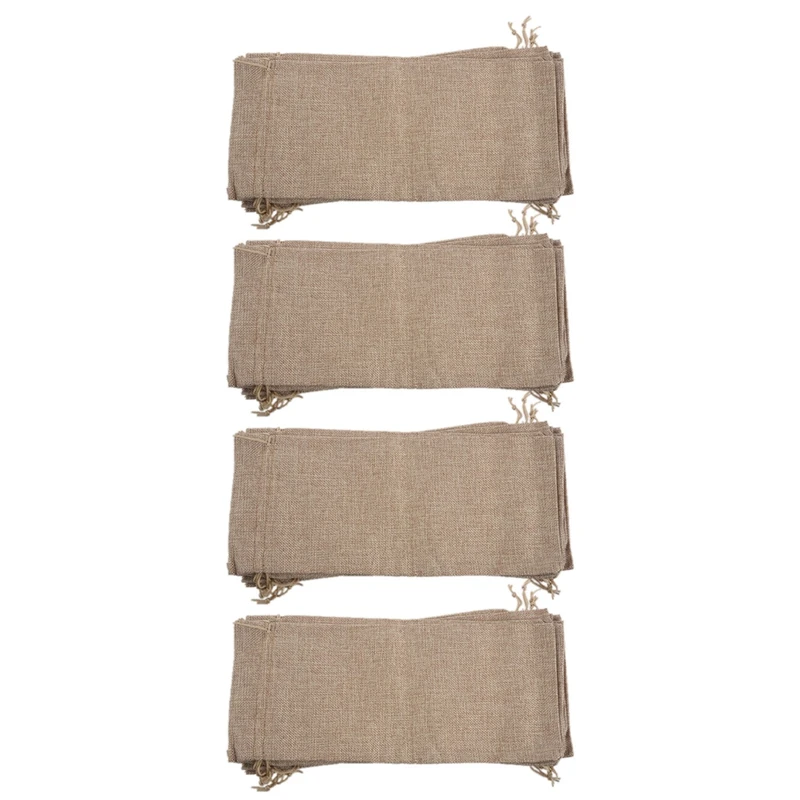 

40Pcs Jute Wine Bags, 14 X 6 1/4 Inches Hessian Wine Bottle Gift Bags With Drawstring