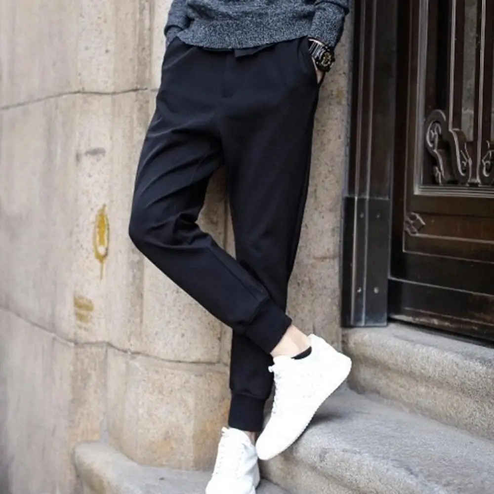 

Брюки-Карандаш мужские спортивные, повседневные штаны для фитнеса, с карманами, на шнуровке, длинные брюки-карандаш с завязкой на щиколотке