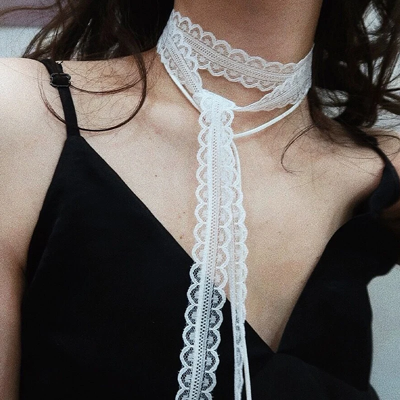 Корейский модный кружевной чокер с бантом Ожерелье Элегантные женские ...