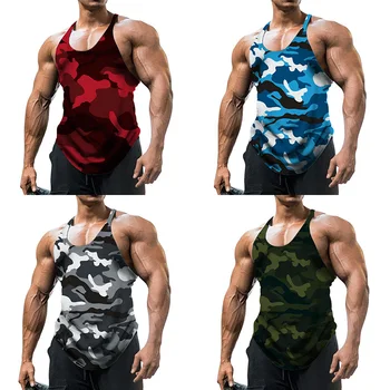 Camouflage Summer Fitness Tank Top Men Bodybuilding New Gyms Clothing Fitness Men Shirt Slim Fit Vests Mesh Singlets Muscle Tops 2