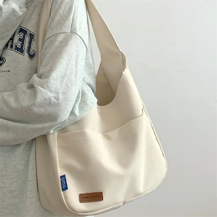 

Solid Color Nylon Design Ladies Tote Bag Waterproof Women's Handbags Shoulder Bag Student Schoolbag Large Capacity Shopping Bags