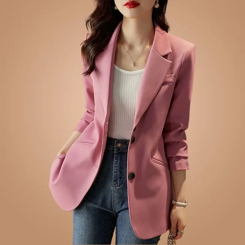 Luxury Black Suit Vintage Long Sleeve Blazer Women Slim Spring Autumn Jacket Single-breasted Office Lady Korean Fashion Coat