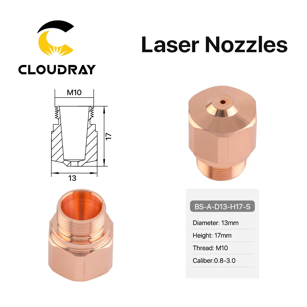 

Cloudray OEM Bystronic K Series Dia.13mm Laser Nozzles Single Layer Thread M10 Caliber 0.8-3mm for Fiber Laser Cutting Head