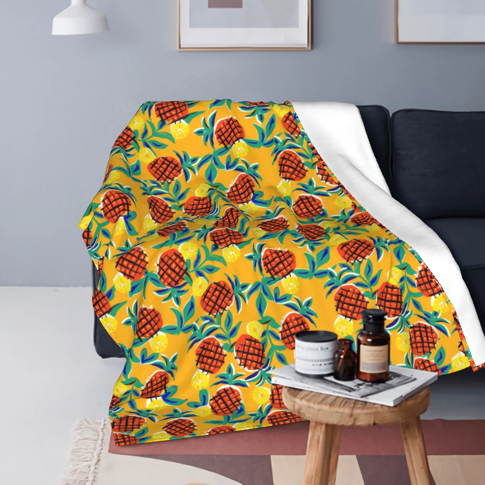 

Watercolor Pineapple Thick Flannel Blanket 80x60 Inch Breathable Warm Bed Sofa Couch Blanket Soft Throw Blanket for Kids Adults