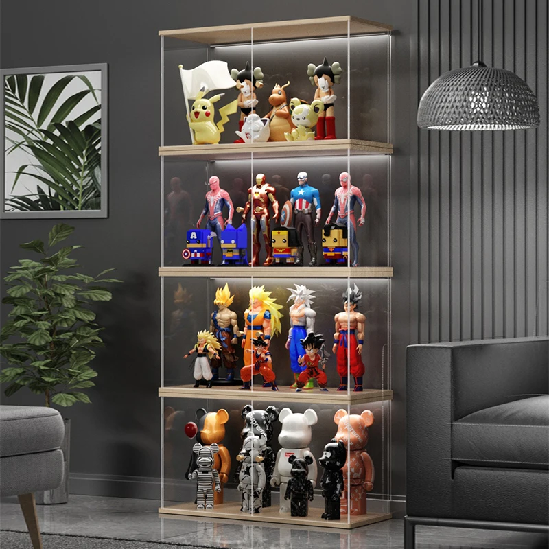 Display Cabinet Acrylic Transparent Blind Box Display Rack Lego Storage Box Bubble Mat Floor To Floor Shelving