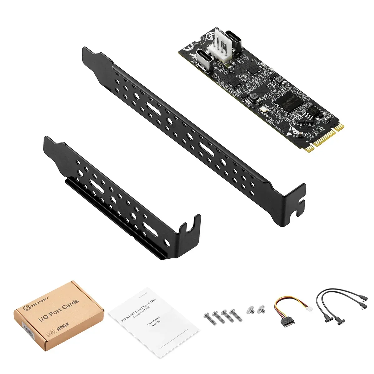IOCREST Asm3142 M.2 на 2 порта Type-c Хост-контроллер Карта USB 3.2 Gen2 10 Гбит/с C 22x60 B Key M Передача
