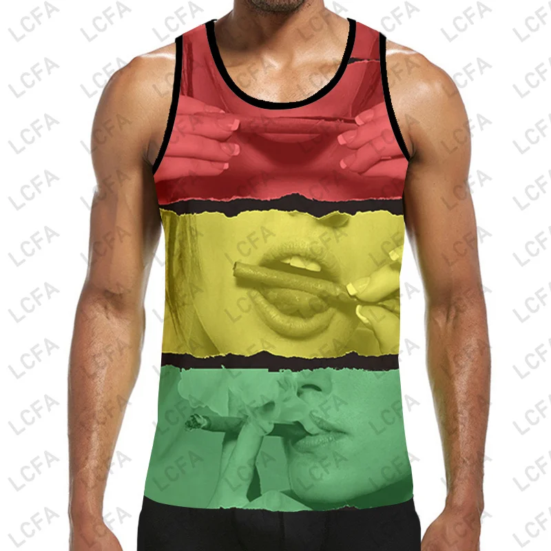 

Спортивный костюм Y2K мужской с жилетом, майка без рукавов и с логотипом «трава», летний комплект, Прямая поставка