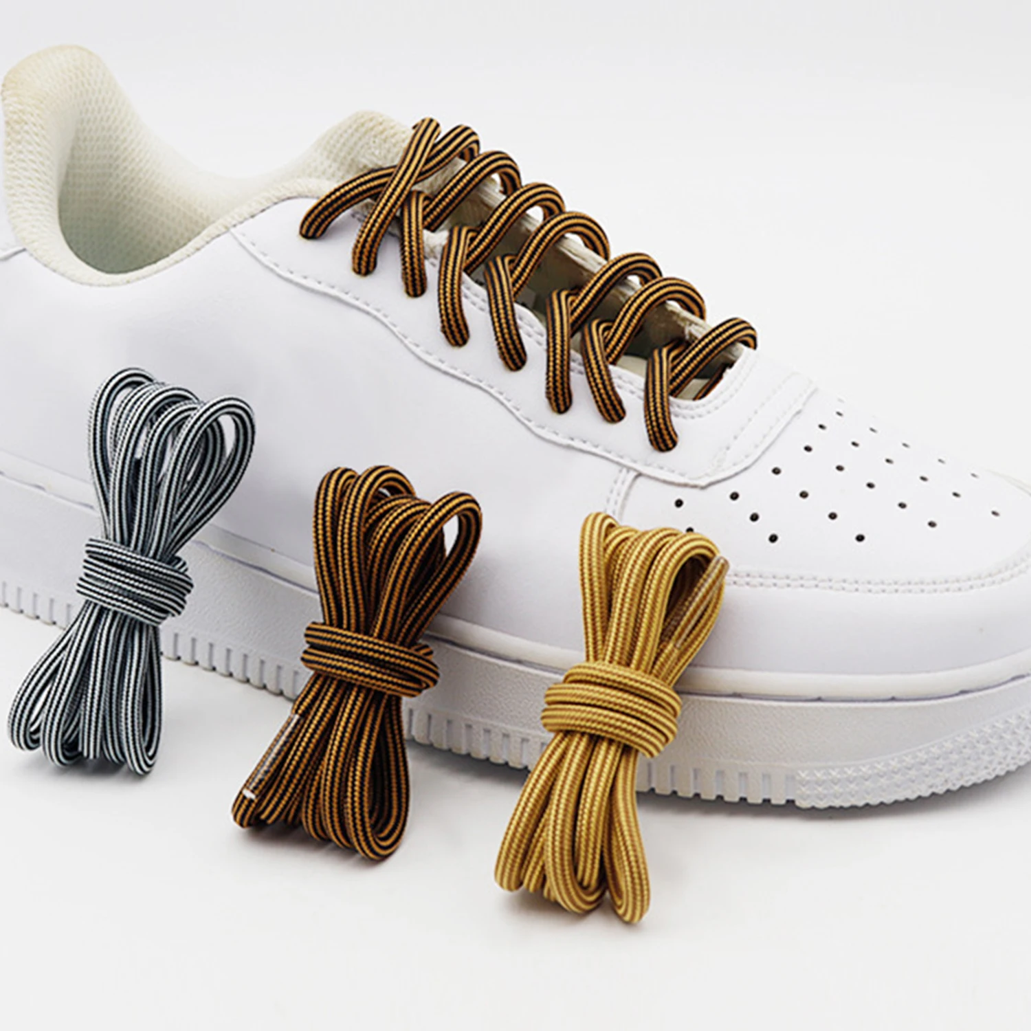 

1 Pair 3 Colors Striped Double Color Shoe Laces Round Outdoor Sneakers Shoelaces Cotton Boots Shoelace 200CM