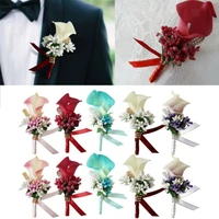 mens corsage for suit fashion wedding party groom groomsman clip on artificial boutonniere flower brooch male charming corsage