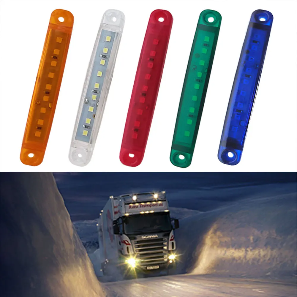 

10 шт., боковые габаритные огни для грузовиков и прицепов, 9 светодиодный, 12 В, 24 В