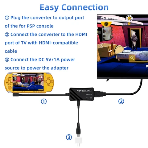 Многофункциональный HDTV с разрешением 720p/1080p, HDMI-совместимый аудиоадаптер Vdeo, кабель-конвертер для игровой консоли PSP 2000/3000