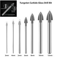 3 12mm glass drill bit tungsten carbide tipped ceramic tile cutter power tool glass drill bits for hand drill electric drill