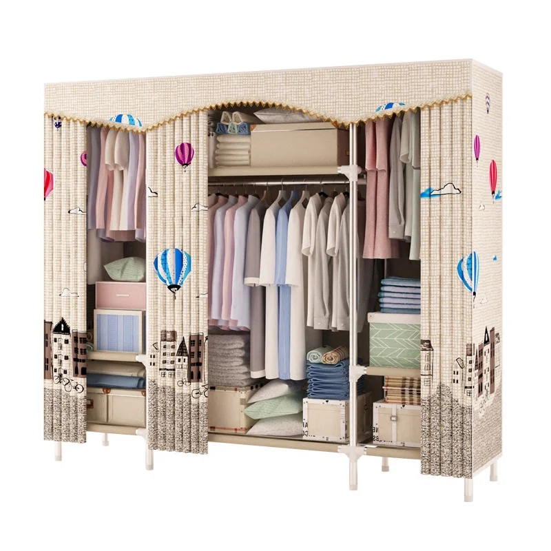 

Cloth Wardrobe Steel Pipe Thicken Reinforced Double Cloth Simple Steel Frame Assembly Oxford Locker Hanging Wardrobe