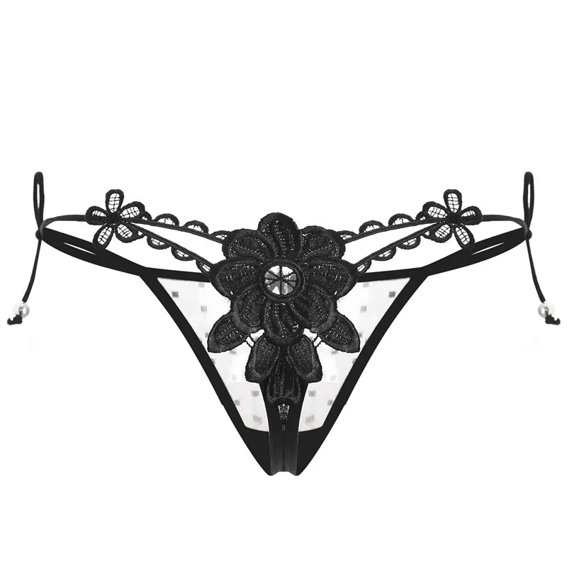 

Трусики женские прозрачные сетчатые с низкой посадкой и вышивкой
