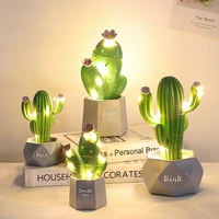 nordic style girl heart cactus lighting chain internet famous room decorative crafts resin decorations student gift