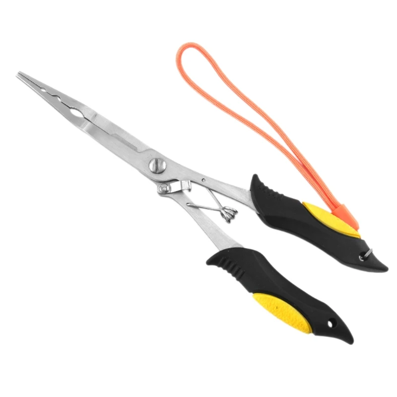 

Long Nose Fishing Pliers Fish Hook Pliers Hook Remover Split Ring Pliers Scissor with Lanyard for Freshwater Saltwater