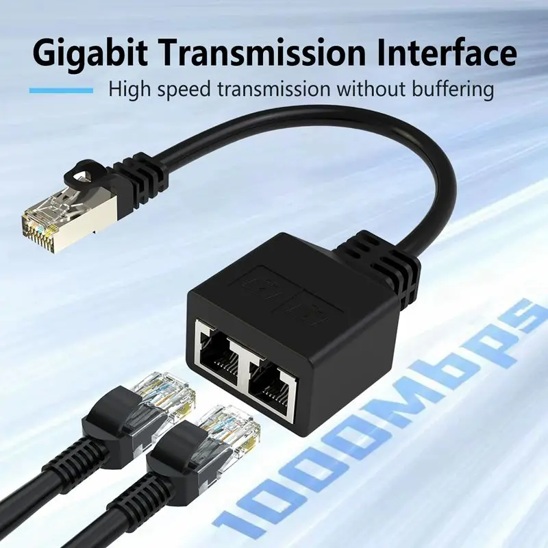 Фото RJ45 8P8C Восьмиядерный сетевой кабель Разветвитель Сетевой тройник 1 штекер на 2 гнезда Адаптер Сетевой удлинитель CAT6/CAT5 №2