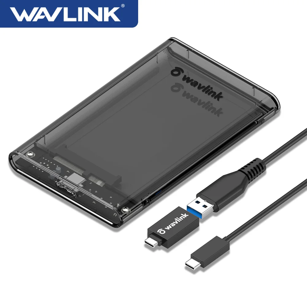 

Wavlink 2,5-дюймовый SATA 3,0 SDD / HDD Жесткий Корпус чехол USB 3,1 Gen.2 2,5 "SSD корпус до 6 ТБ 5gbps Type-C жесткий диск