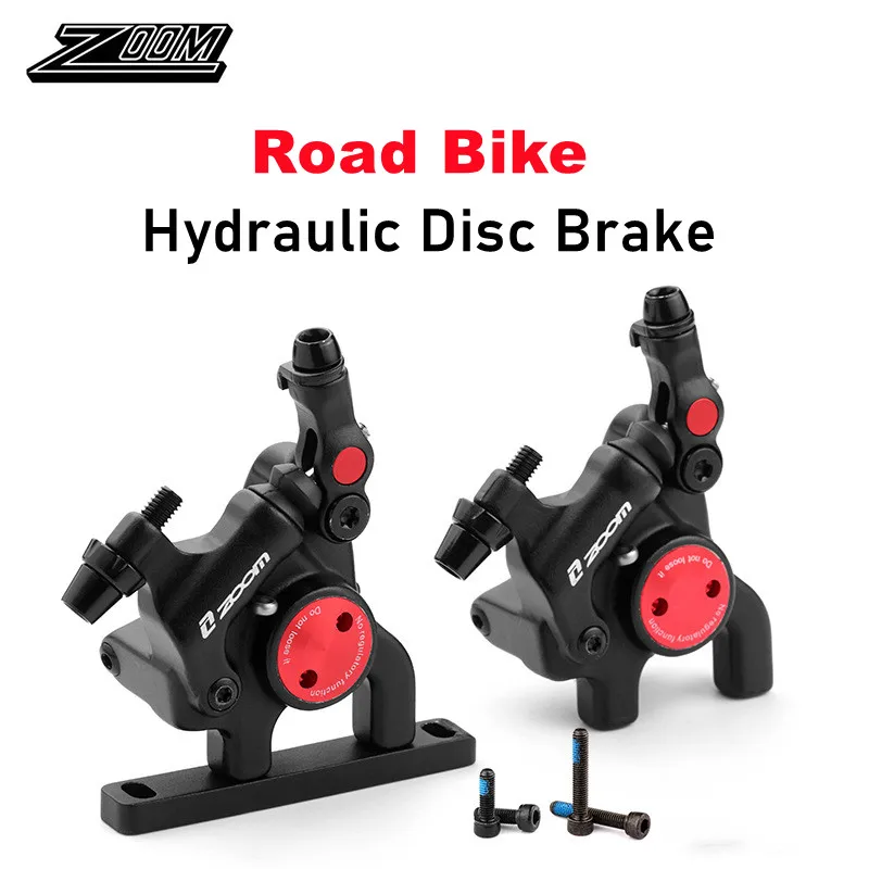 

ZOOM Road Bike Hydraulic Disc Brake Double Piston Flat Mount Caliper Oil Pressure Line Pulling Hydraulic Disc Brake 160mm Rotor