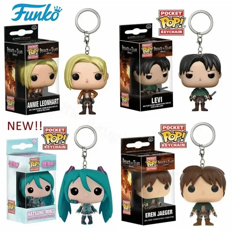 FUNKO Pop Japanese Anime Attack On Titan Levi PVC Toy Figure Keychain Pocket Collection Model Toys For Children Christmas Gift