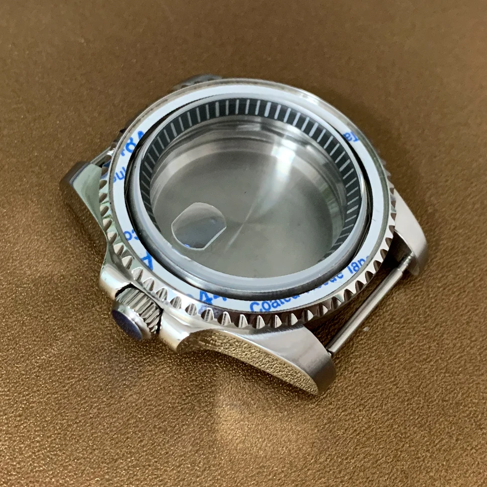 40mm Watch Case Fine Stainless Steel 316L Black Inner Ring Sapphire Glass Ceramic Ring Fit NH35 NH36 Movement Men Watch Part