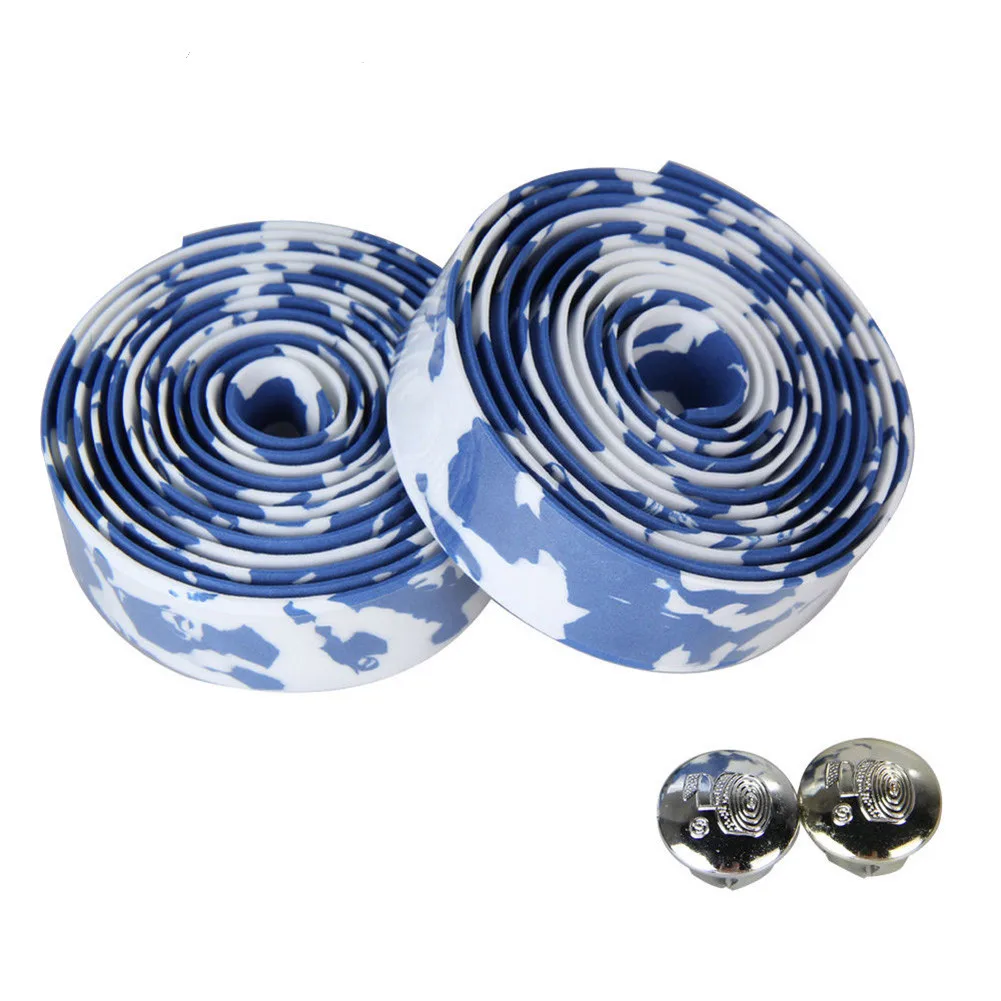 

2Pcs Cycling Road Bike Sports Bicycle Handlebar Rubber Tape Wrap with 2 Bar Plug Bicycle Handlebar Rubber Tape Wrap Handlebar