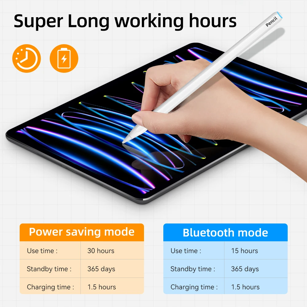 Фото Стилус Bluetooth для iPad A16 11-го поколения Pro 13 M4 Air 4 5 Pro 11 12.9 с чувствительностью к наклону и функцией отклонения ладони, для сенсорных экранов №5