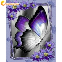 chenistory painting by number animal wall art canvas handpainted purple butterfly oil pictures for home decor landscape diy gift