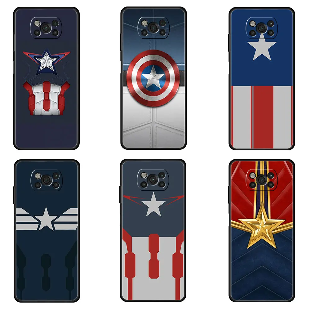 

Marvel Case for Xiaomi POCO X3 NFC M3 M4 Pro F1 Cover MI 12 12X 10T 9T 11T 11 Lite Funda Silicone Coque Captain America Shield