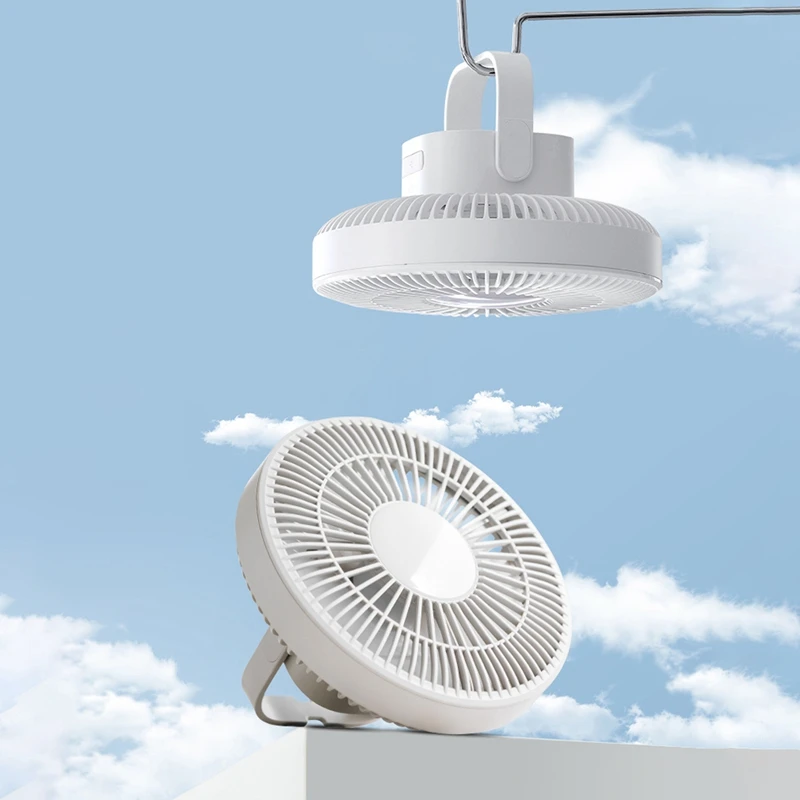 

Outdoor Camping Air Cooler Fan With LED Lamp Remote Control USB Rechargeable Ceiling Fan 3 Gear Wall Ventilador