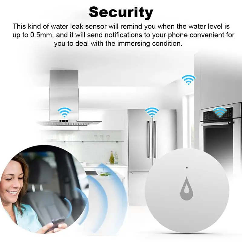 

Zigbee Flood Water Leak Sensor Detector Alarm Security Soaking Sensor With Gateway Hub Tuya IP68 Water Immersing Sensor Kitchen