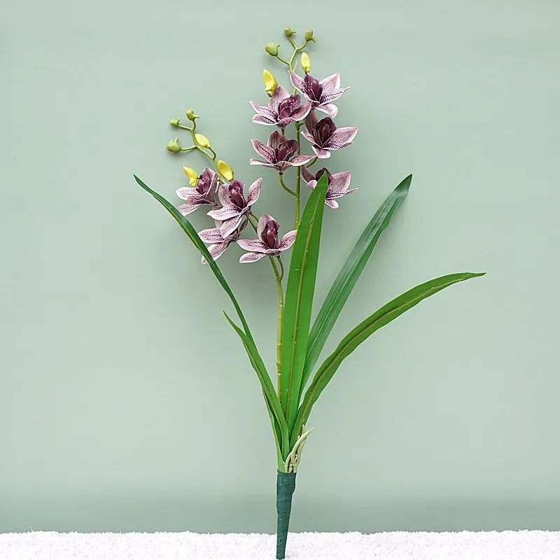 

Artificial Silk Orchid with Leaves Xiaohuilan Wedding Hall Home Living Room Bedroom Simulation Flower Arrangement Decoration