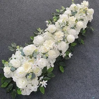 diy wedding flower wall arrangement supplies silk rose hydrangea artificial flower row decoration wedding iron arch background