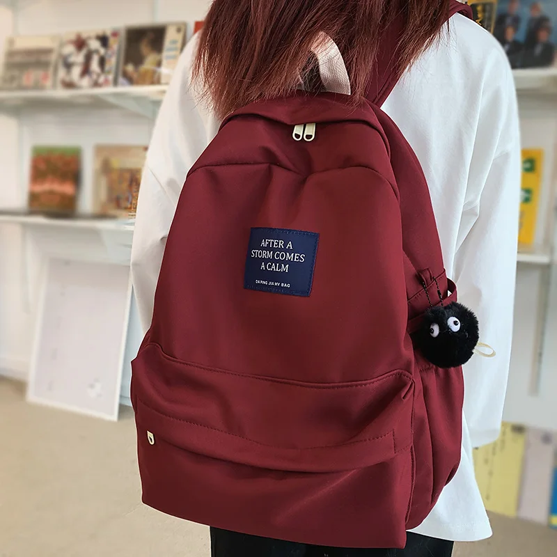 

Lady Waterproof Laptop Red College Backpack Fashion Girl School Bag Kawaii Trendy Book Travel Women Student Backpack Female Bags