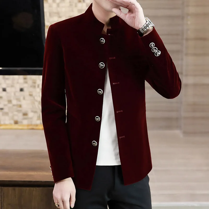 

Высококачественная Мужская Утепленная куртка с воротником-стойкой, Элегантная модная деловая Повседневная Высококачественная простая приталенная куртка для магазина в джентльменском стиле