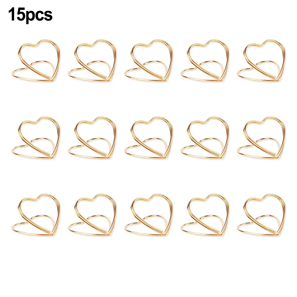 

15pcs Heart Shape Metal Photo Clip Stands Wedding Table Number Name Place Card Holder For Birthday Party Decor Home Message Sign