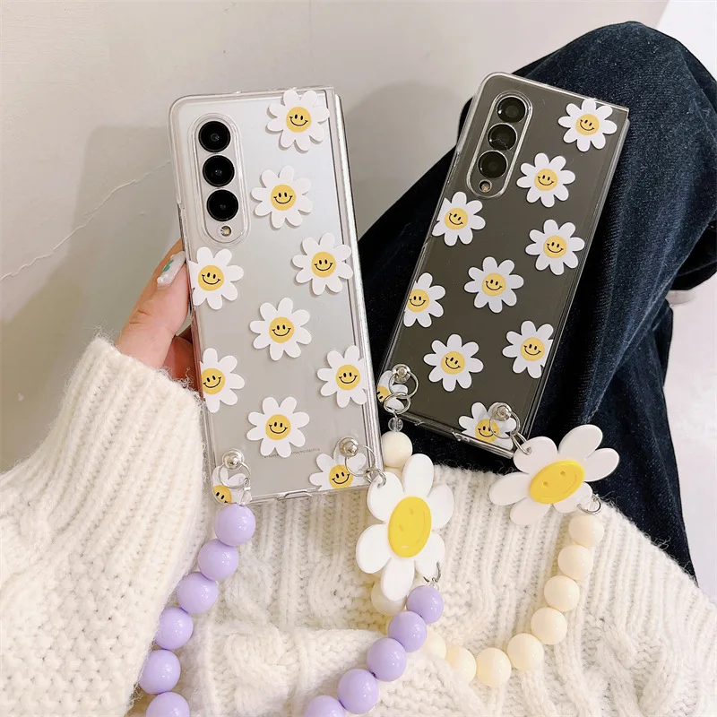 

Cartoon Flower Chains Phone Case for Samsung Galaxy Z Fold 3 Z Fold 4 Hard PC Back Cover for ZFold3 ZFold4 Case Shell