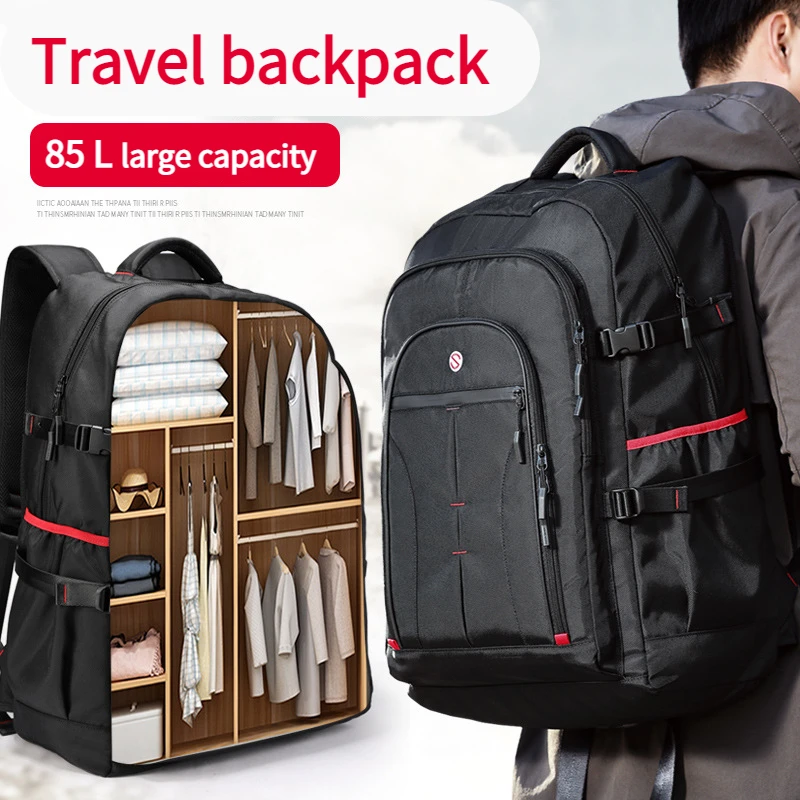 New Travel Backpack Large Capacity Multi-functional Men's Business Trip Extra Large 85 Liter Luggage Backpack USB Charging Jack