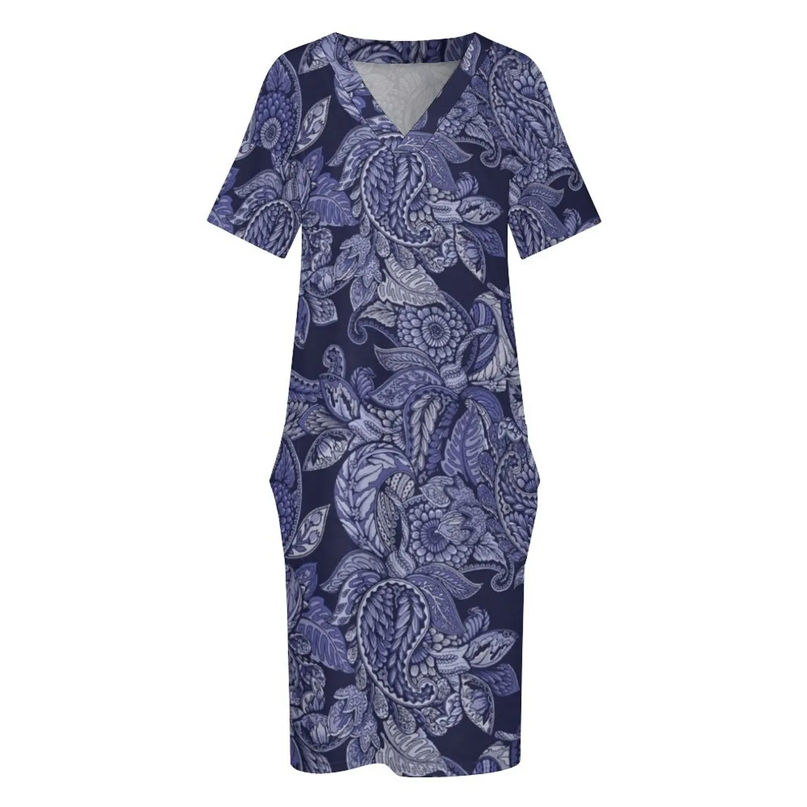 Пейсли мечта-Индиго свободное платье с карманами для выпускного вечера Длинные