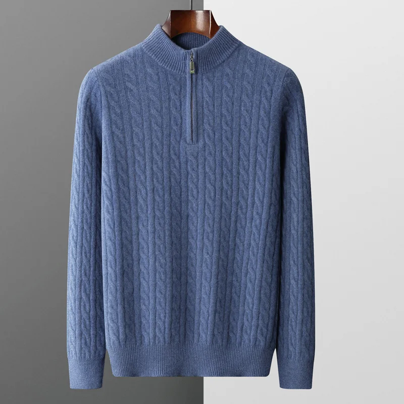 Фото Мужская однотонная шерстяная одежда, классический плотный свитер в английском стиле, Осень-зима 2022 №3