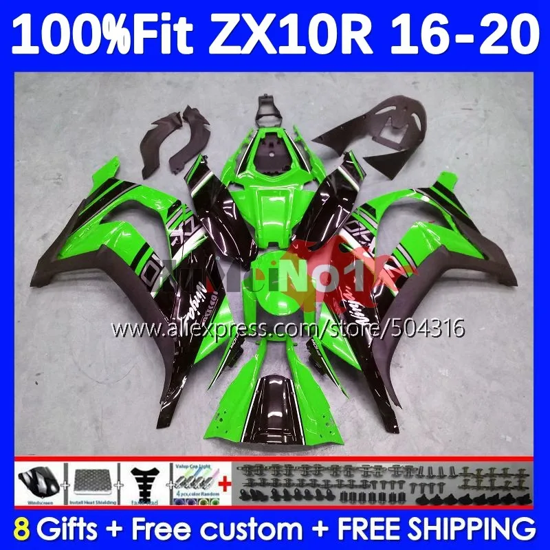 

Injection For KAWASAKI NINJA ZX 10R 10 R ZX-10R 85MC.138 ZX10R 16 17 18 19 20 ZX1000 2016 2017 2018 2019 2020 Fairing green blk