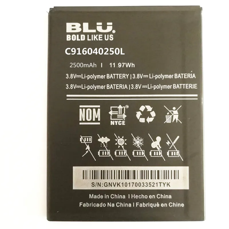 New 2500mAh Replacement Battery For BLU C916040250L Bateria Batterie Cell Mobile Phone Batteries |
